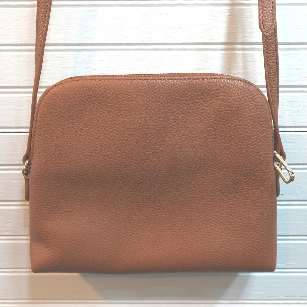 Vintage Talbots Crossbody‎ Purse Tan Leather Wool Plaid Adjustable Strap Bag